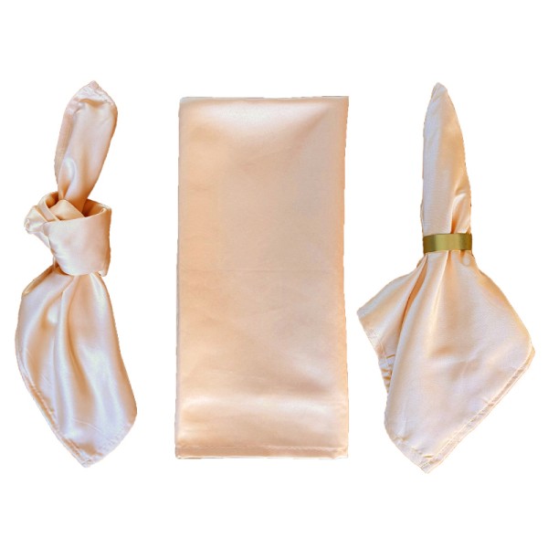 Serviette Lamour Satin edel elegant beige | mieten für Hochzeit, Geburtstag, Event