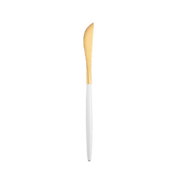 Messer gold mit weißem Griff Besteck mieten Hochzeit Event