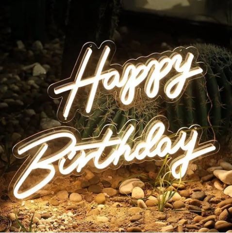 LED Schriftzug LED Sign Happy Birthday mieten für Geburtstag dekoration und Verleih Trauung 
