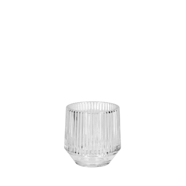 Teelichthalter Vase Rille, Glas klar mieten für Dekoration Hochzeit