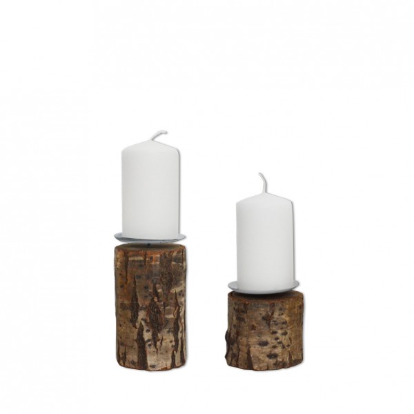 Kerzenständer 1-arm Birkenstamm Holz Hochzeit Feier mieten
