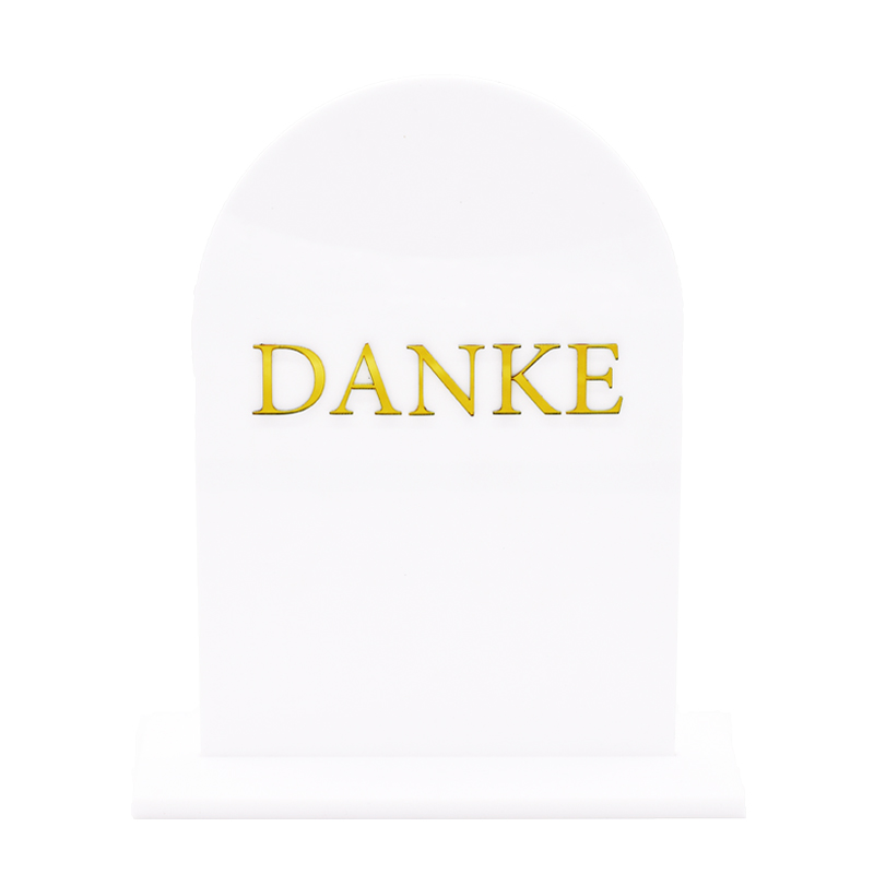 Schild Danke Acryl weiss round bow weiss [mieten]