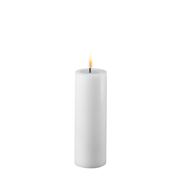 LED Stumpenkerze Echtwachs Real Flame weiss 15x5cm Batterie mieten Hochzeit, Feier