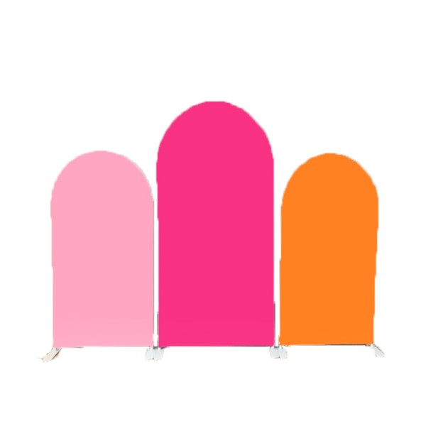 Backdrop | Traubogen | Hintergrund Rundbogen 3er Set Stretch colorful rosa-pink-orange mieten Hochzeit, Trauung, Feier, Party