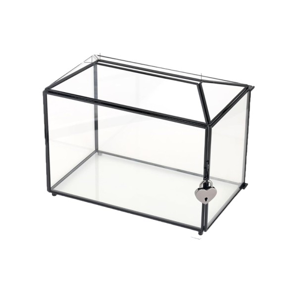 Kartenbox Geschenkebox Glas geometrisch schwarz Hochzeit mieten