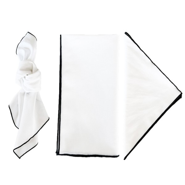 Serviette Leinen weiss | schwarz | mieten für Hochzeit und Event