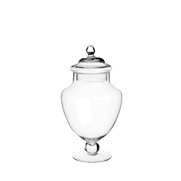 Bonboniere gross bauchig mit Deckel Glas klar Candybar Saltybar mieten Hochzeit, Feier