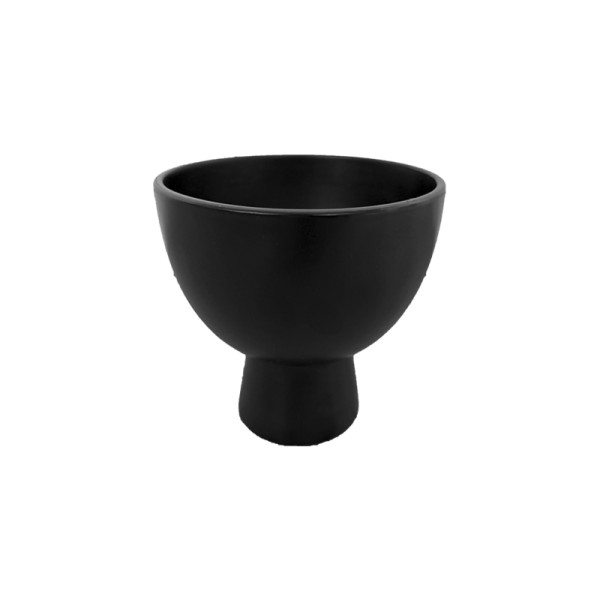 Schale Vase Keramik schwarz modern mit Fuss mieten für Blumendeko Hochzeitz und Feier