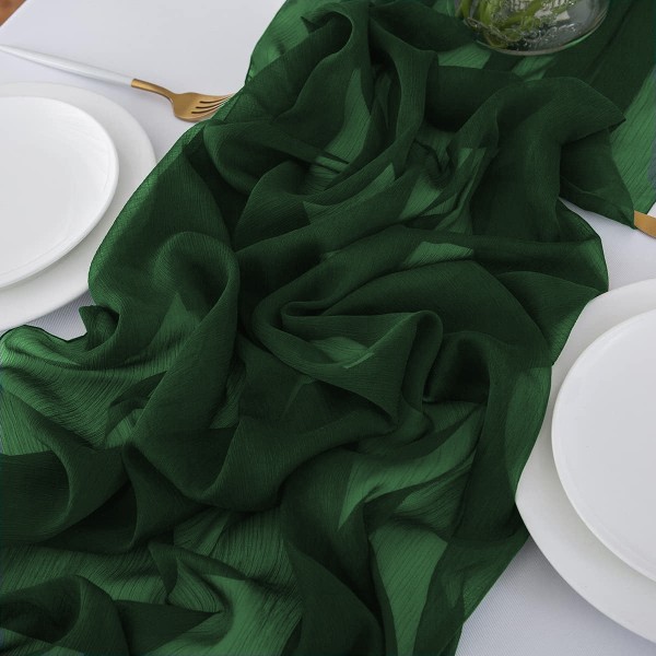 Tischläufer Chiffon forest green dunkelgrün mieten | Verleih Hochzeit, Feier, Geburtstag, Event