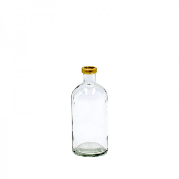 Flasche gerade mit Goldrand, Glas klar
