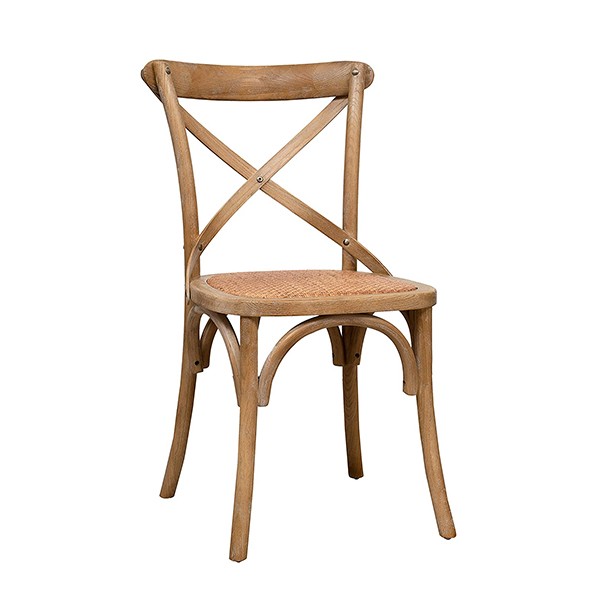 Stuhl Crossback Holz braun [mieten]