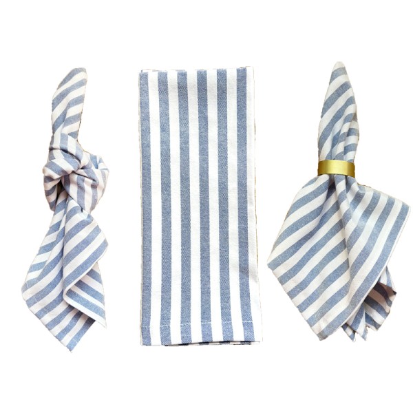 Serviette Leine Streifen blau | mieten für Hochzeit, Geburtstag, Feier, Event Tischdeko