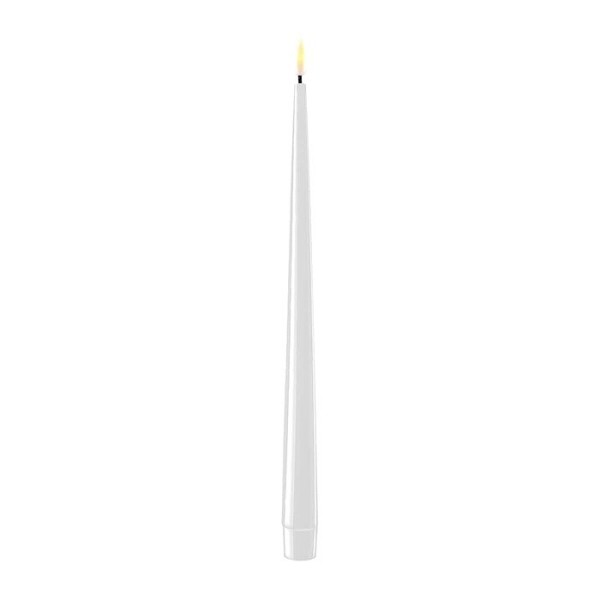 LED Spitzkerze 28cm Lack weiss Batterie mieten | verleih Hochzeit, Feier, Veranstaltung