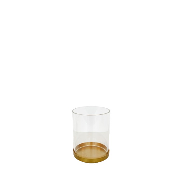Kerzenhalter Line 1-arm gold mit Glaszylinder, Glasaufsatz | für Stumpenkerzen | Kerzenständer | Kerzenleuchter [mieten