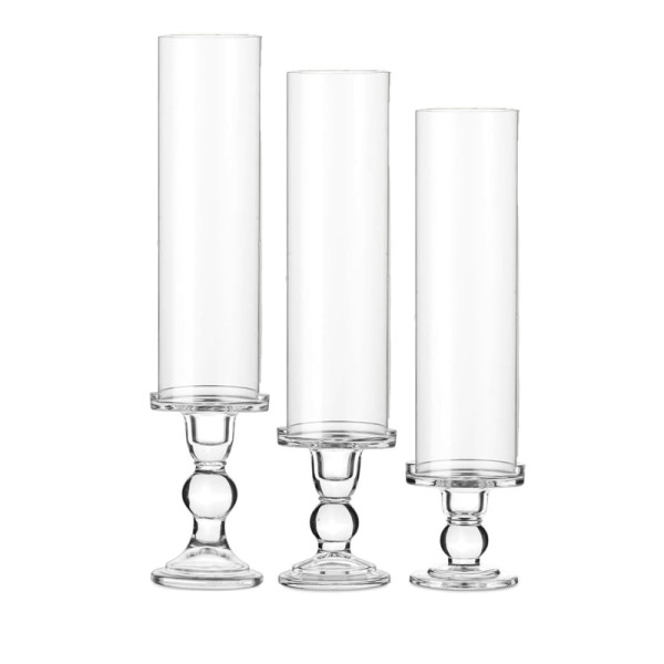 Kerzenständer Elegant Glas mit Glasaufsatz Glaszylinder mieten | Verleih Hochzeit, Geburtstag, Event