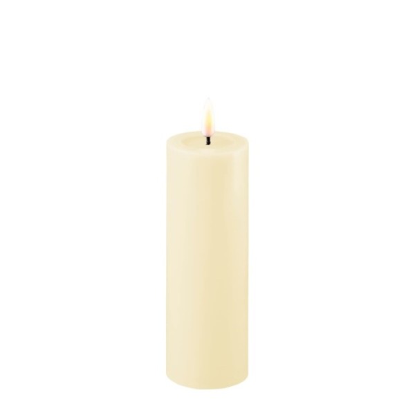 LED Stumpenkerze Echtwachs Real Flame creme 15x5cm Batterie mieten Hochzeit, Feier