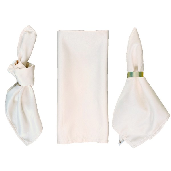 Serviette Lamour Satin edel elegant ivory creme | mieten für Hochzeit, Geburtstag, Event