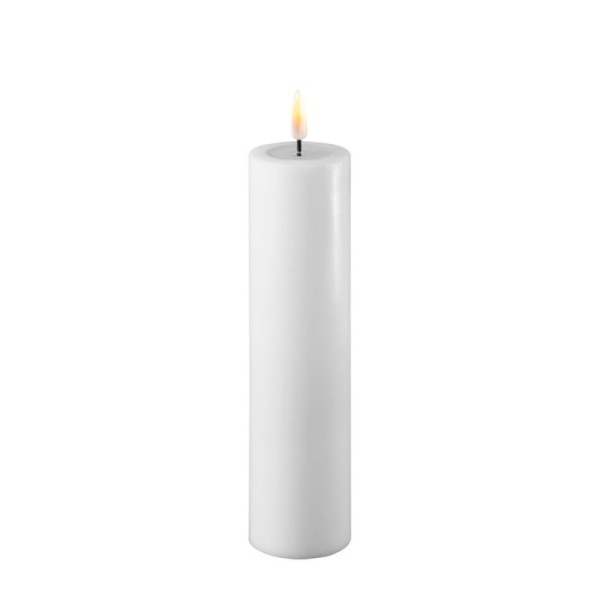LED Stumpenkerze Echtwachs Real Flame weiss 20x5cm Batterie mieten Hochzeit, Feier