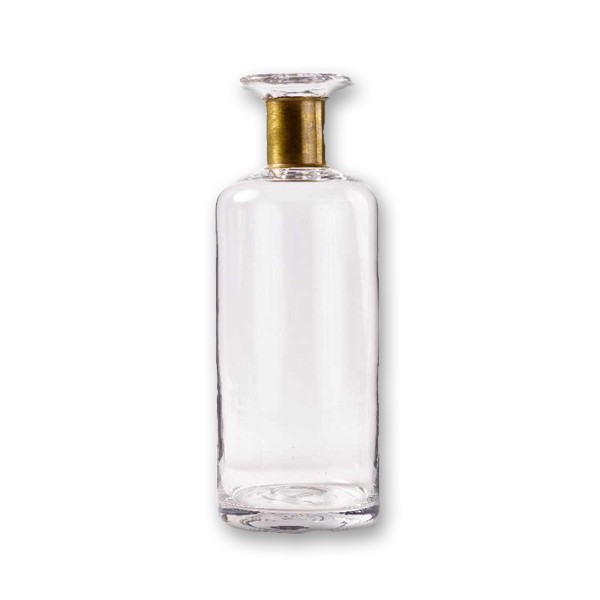 Flaschenvase Glas klar mit Goldreif gross Hochzeit Dekoration mieten