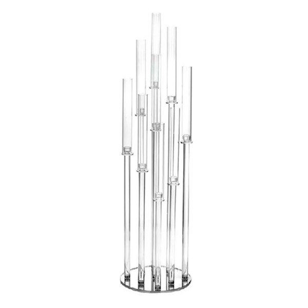 Kerzenständer Line Glas 10-arm mit Glaszylinder 100cm | Kerzenhalter | Kerzenleuchter Hochzeit mieten