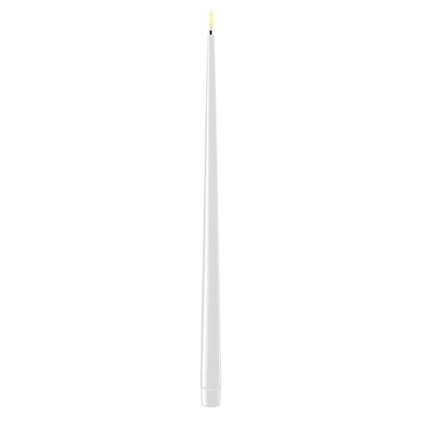 LED Spitzkerze 38cm extralang Lack weiss Batterie mieten | verleih Hochzeit, Feier, Veranstaltung