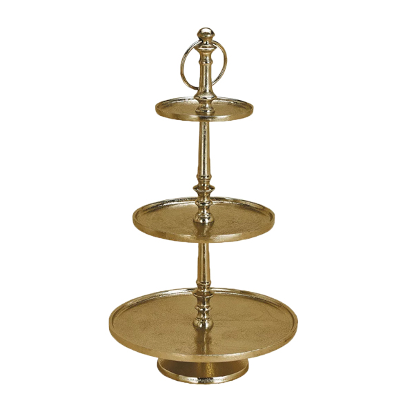 Etagere 3stöckig gold Deko & Design Deko und Hussen Verleih