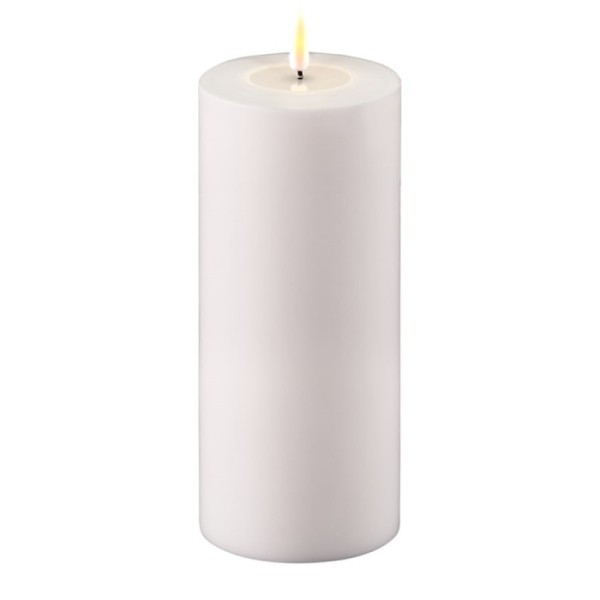 LED Stumpenkerze Kunststoff outdoor Real Flame weiss 20x10 cm Batterie mieten Hochzeit, Feier