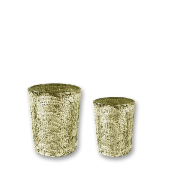 Vase Teelichthalter marmoriert, Glas champagner gold mieten für Hochzeit und Event Tischdekoration