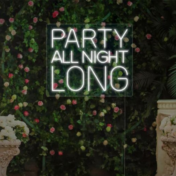 LED Schriftzug LED Sign Party all night long mieten für Hochzeit Event Feier Geburtstag Deko
