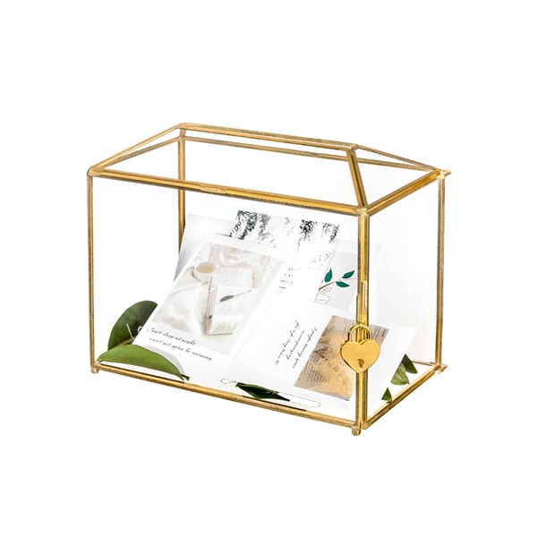 Kartenbox Geschenkebox Glas geometrisch gold Hochzeit mieten
