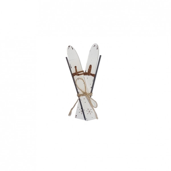 Ski Holz weiß | 15,5cm | zum Legen | Verleih Winterfeier, Apres Ski, Weihnachtsfeier[mieten]