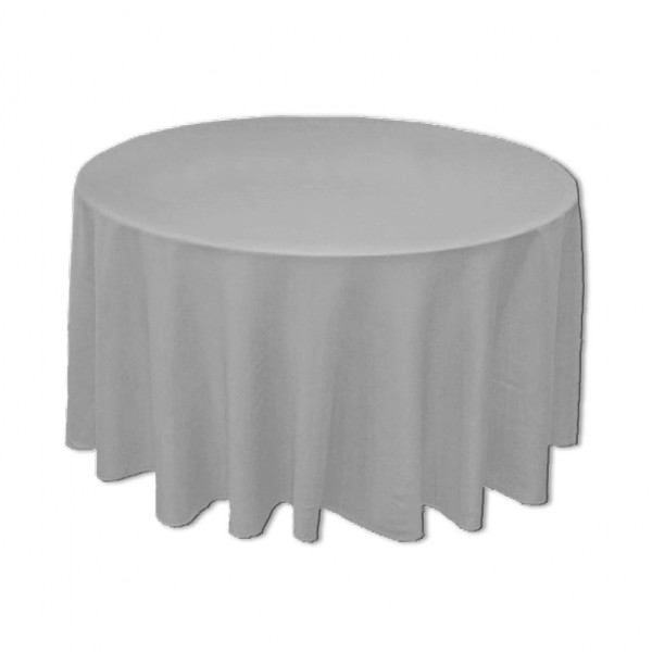 Tischdecke grau rund 275 cm mieten | Verleih Hochzeit Feier Event