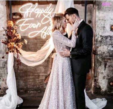 LED Schriftzug LED Sign Happily ever after x mieten für Hochzeitsdekoration und Trauung 2