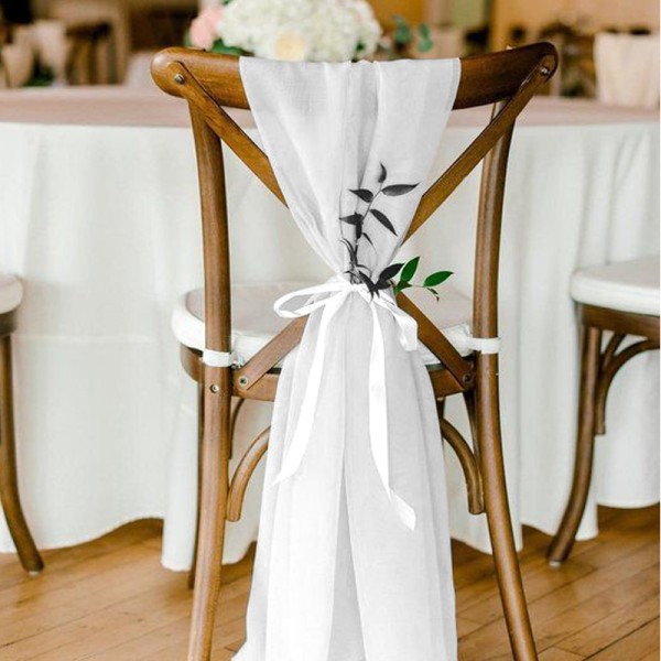 Stuhlband | Stuhltuch | Stuhlschleife Organza weiss mit Satinband weiss zum Binden [mieten]