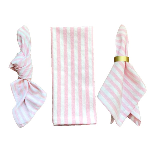 Serviette Leine Streifen rosa | mieten für Hochzeit und Event