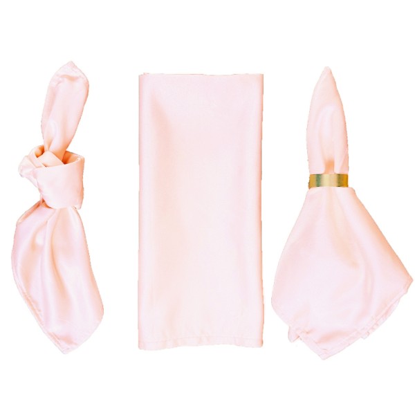 Serviette Lamour Satin edel elegant blush rose, zartrose | mieten für Hochzeit, Geburtstag, Event