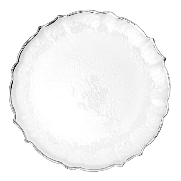Platzteller_Eleganz_Struktur_Wellenrand_Glas_rund_klar_Silberrand_33cm_mieten_Verleih_Hochzeit_Firmenfeier_Geburtstag_14