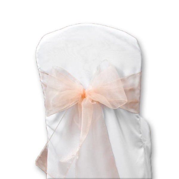 Schleifenband Stuhl Organza aprikot | peach [mieten]