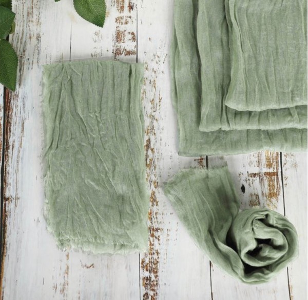 Serviette Musselin dusty green grün | mieten | Verleih für Hochzeit und Event 1