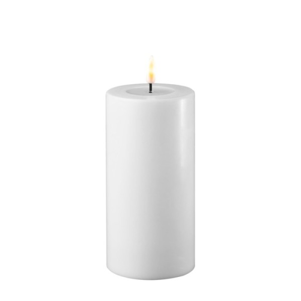 LED Stumpenkerze Echtwachs Real Flame weiss 15x7,5cm Batterie mieten Hochzeit, Feier