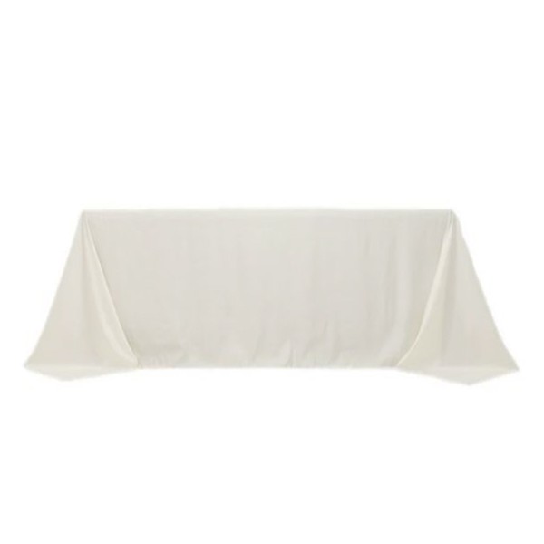 Tischdecke ivory und 230x335 cm bodenlang Lamour Satin matt mieten | Verleih Hochzeit, Feier, Event