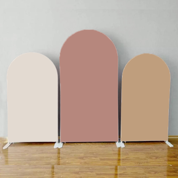 Traubogen | Backdrop Rundbogen 3-teilig, Metall mit Stretchstoff blush | rose | altrosa [mieten]