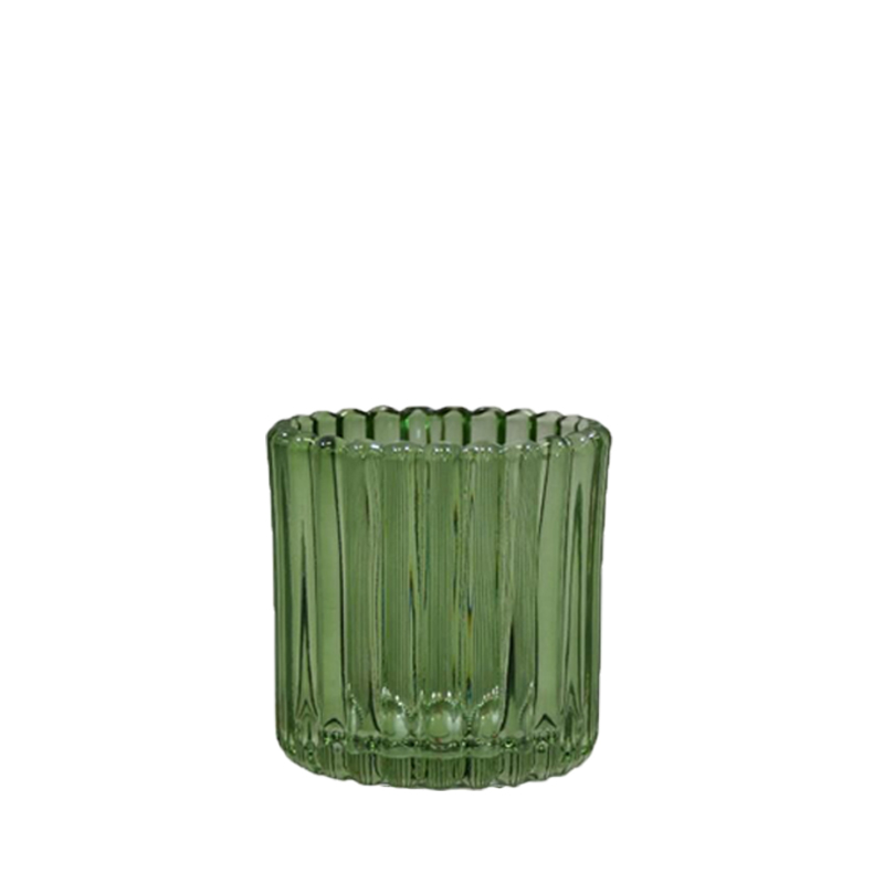 Vase Rille, Glas olivgrün [mieten]