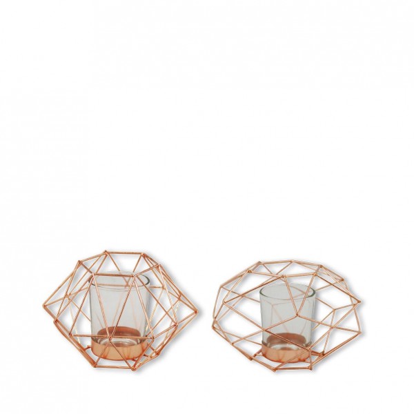 Teelichthalter geometrisch kupfer | roségold [mieten]
