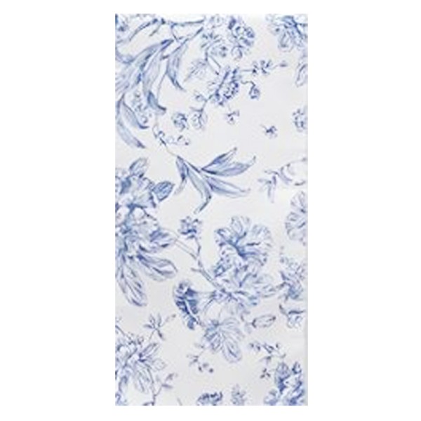 Tischläufer Polyester floral blumig weiss-blau mieten | Verleih Hochzeit, Feier, Geburtstag, Event