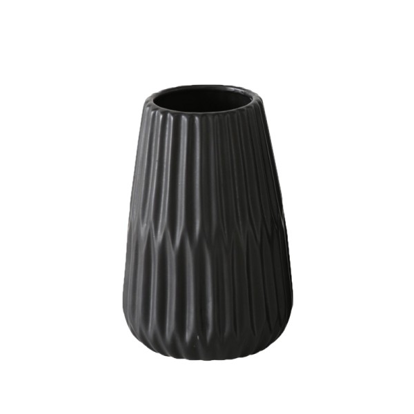Vase Rille Keramik schwarz - Style 4 mieten für Hochzeit, Feier, Event