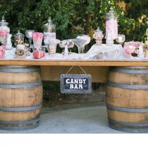 Candybar Saltybar Weinfässer Tisch mieten Hochzeit, Feier, Geburtstag, Veranstaltung