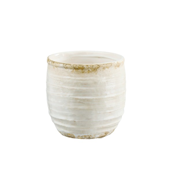 Vase " Mediterano", Keramik ivory-creme-natur mieten Hochzeit Tischdeko