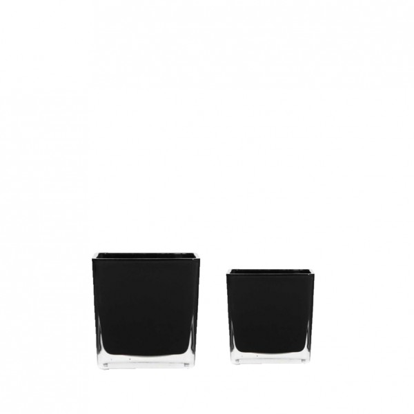 Würfelvase Glas schwarz mieten Feier, Event, Veranstaltung, Hochzeit
