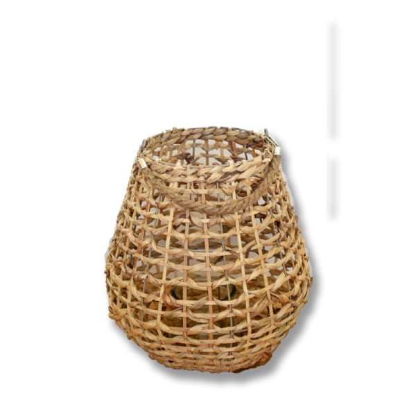 Windlicht Rattan mit Glaseinsatz, natur mieten